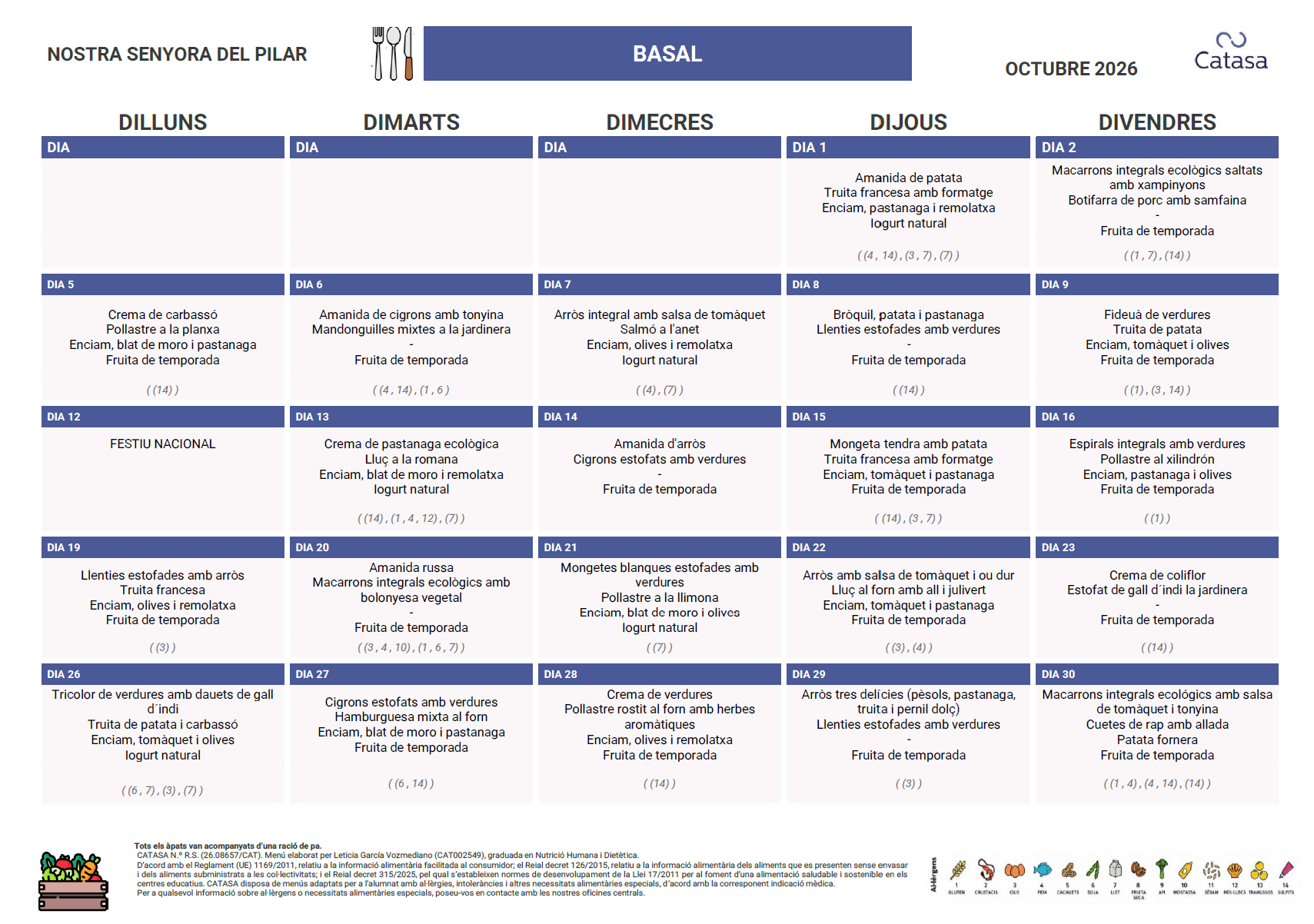 menu octubre